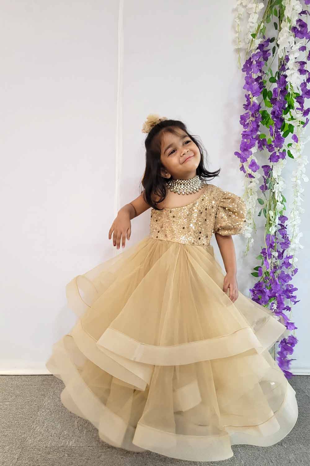 Golden Heavy Flare Princess Gown