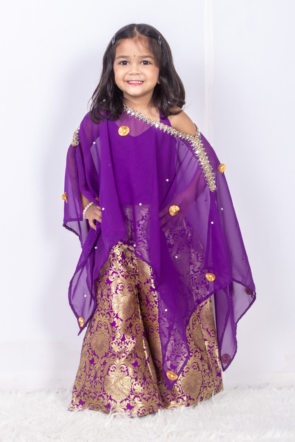 Purple Coord Set with Cape