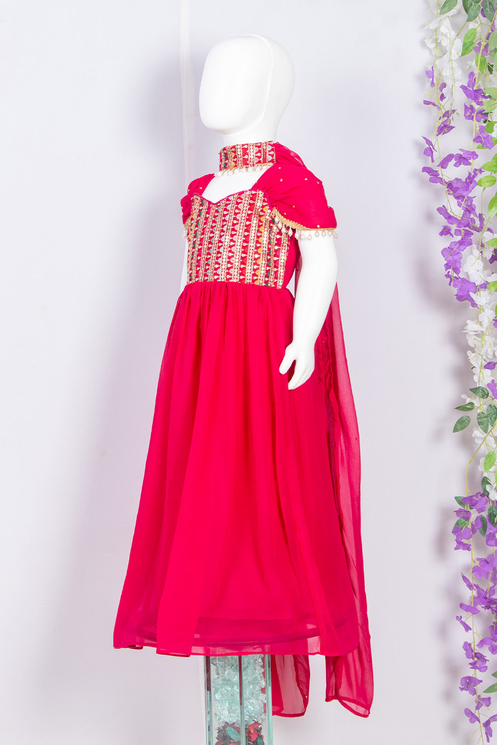 Beautiful Magenta Pink kids Anarkali
