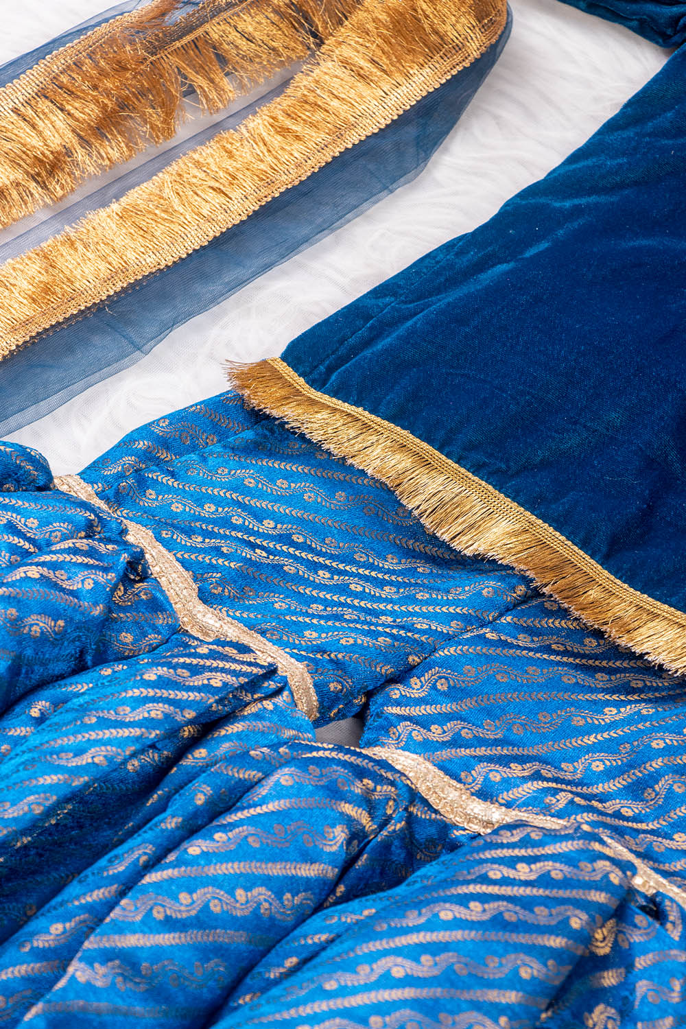 Teal Blue Velvet and Brocade Sharara Suit
