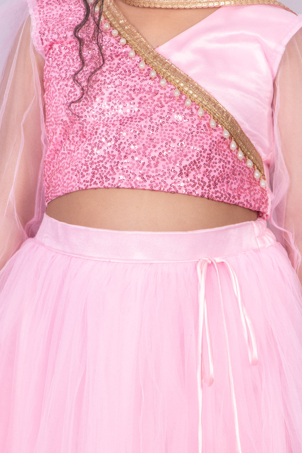 Pink Sequins and Net Lehenga Set