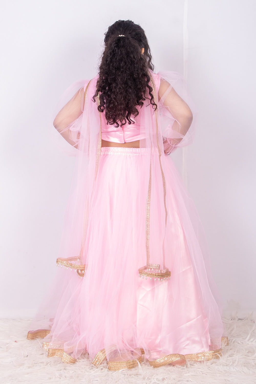 Pink Sequins and Net Lehenga Set