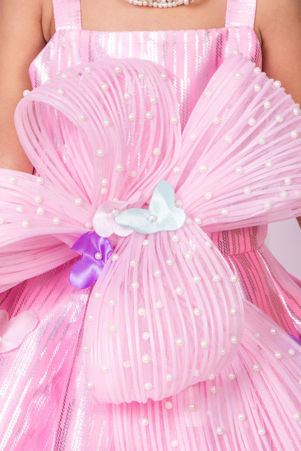 Baby Pink Butterfly Theme Ball Gown