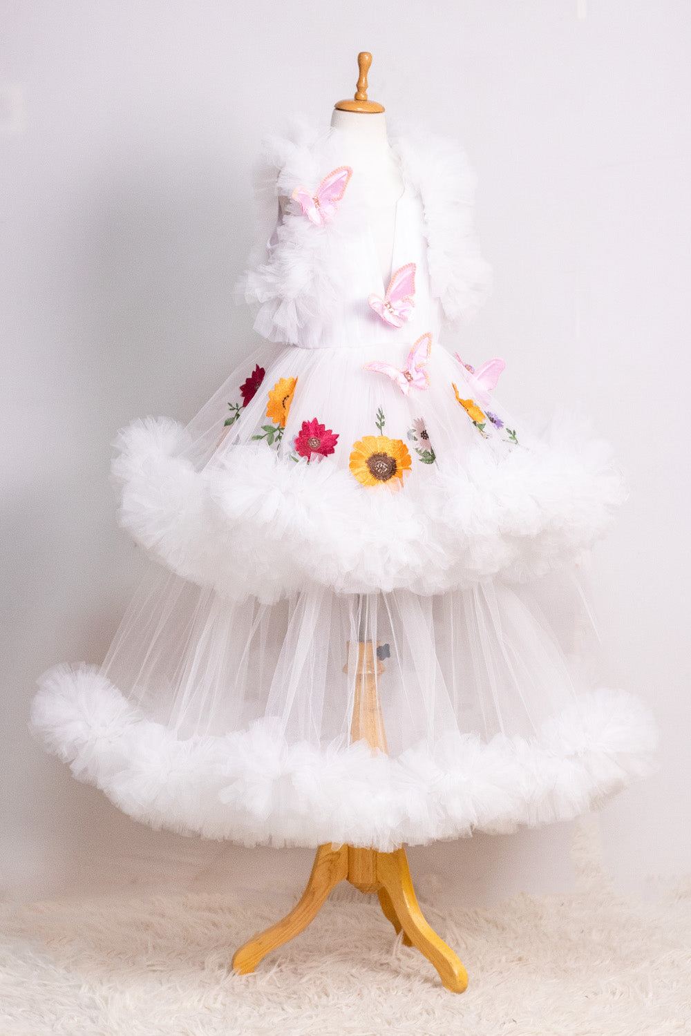White Two Layered Butterfly Gown