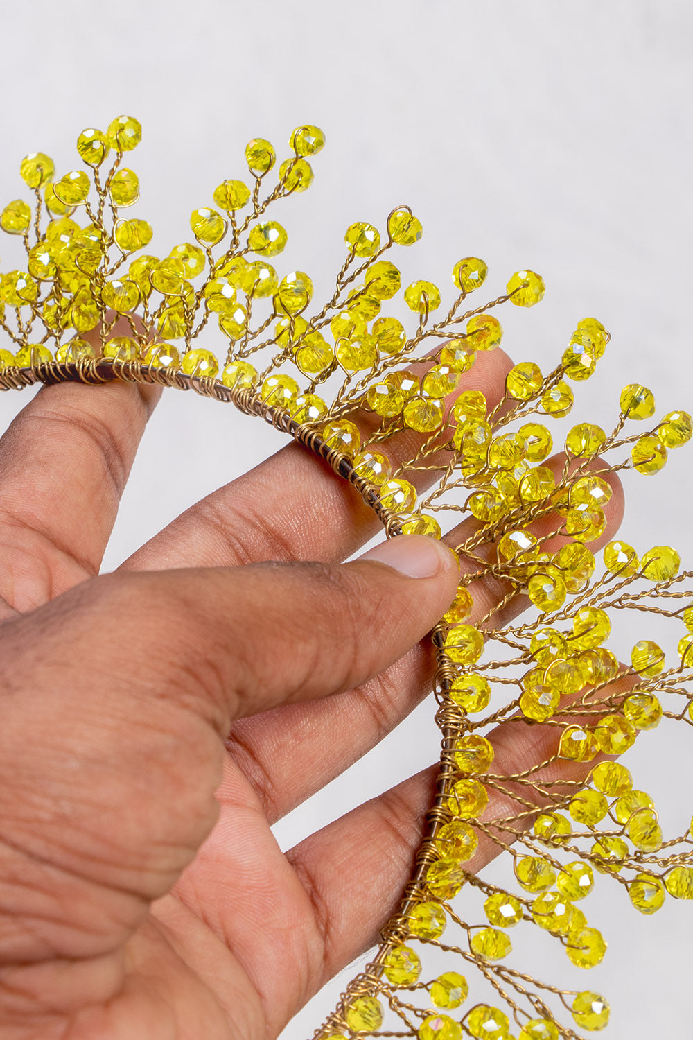 Yellow Crystal Beads Head Crown