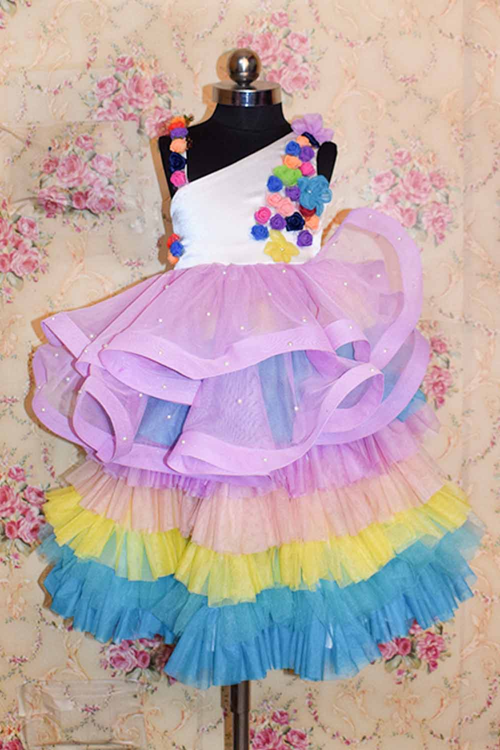 Unicorn Theme Ruffled Frock