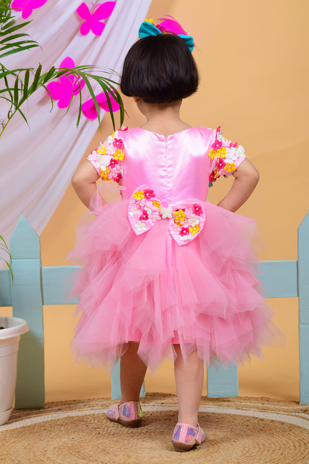 Pink Flower and Butterfly Dress