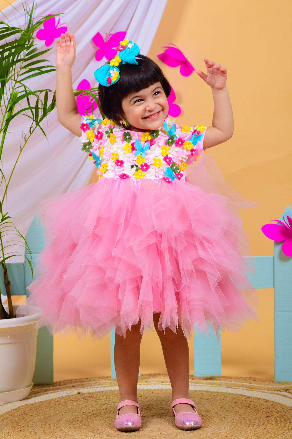 Pink Flower and Butterfly Dress