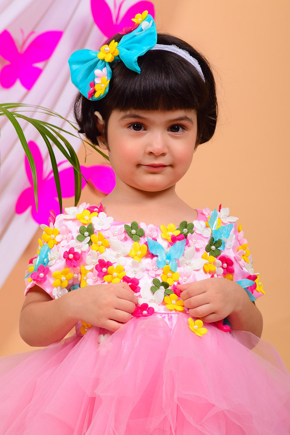 Pink Flower and Butterfly Dress