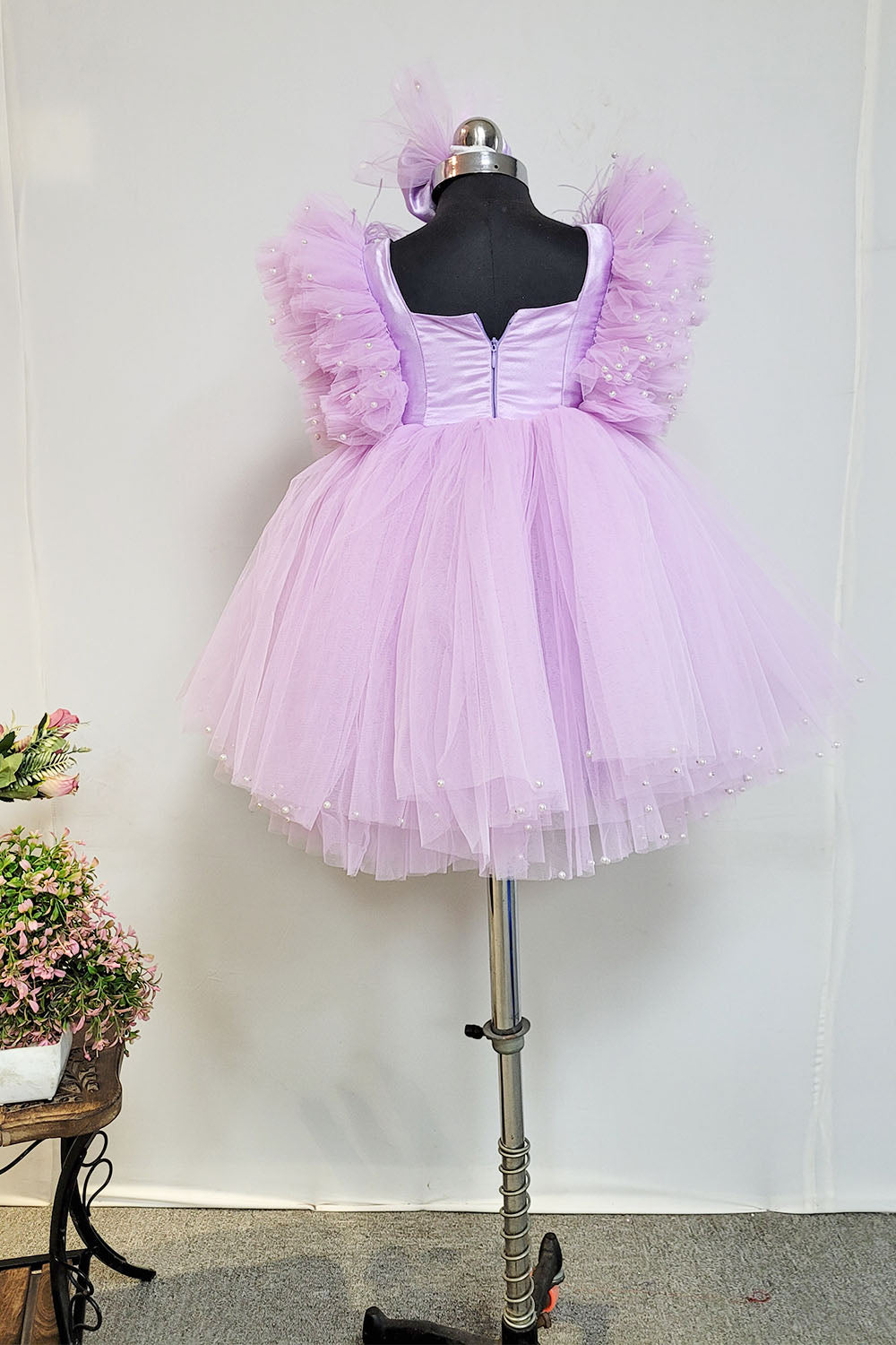 Lavender Satin and Net Butterfly Dress