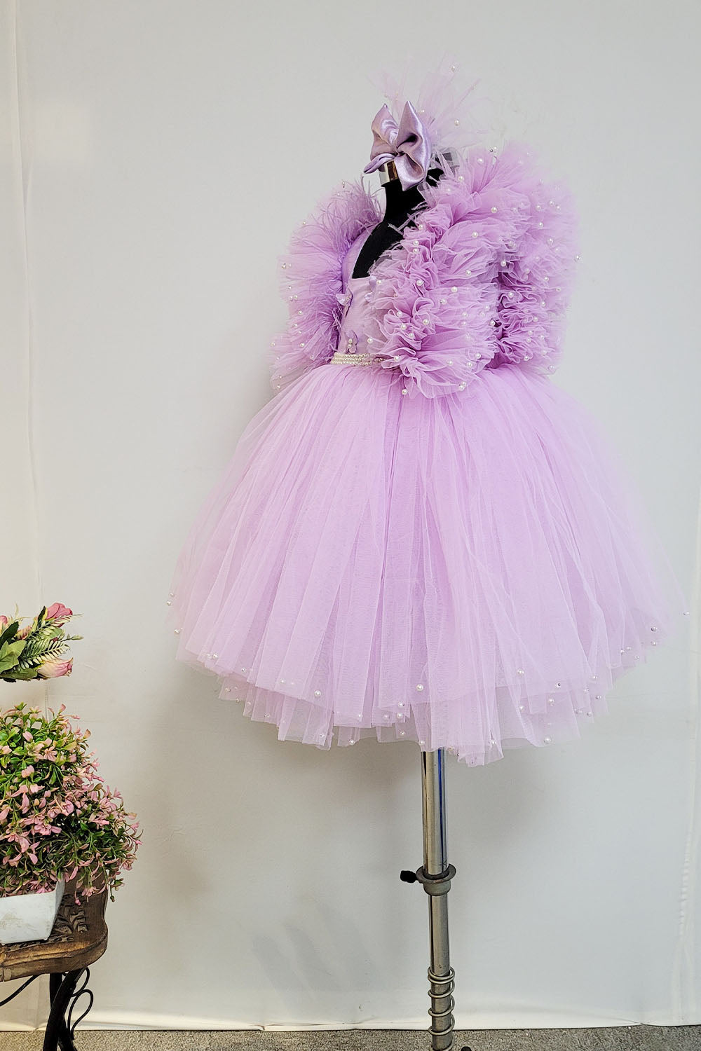 Lavender Satin and Net Butterfly Dress