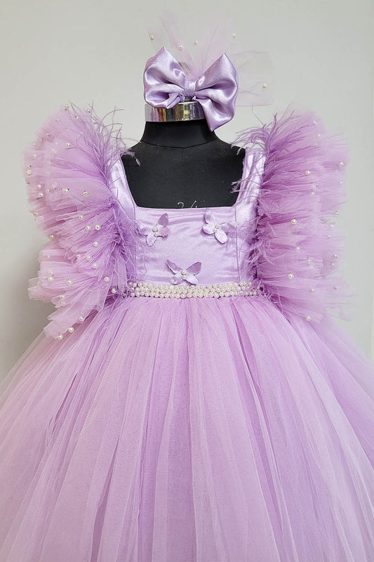 Lavender Satin and Net Butterfly Dress