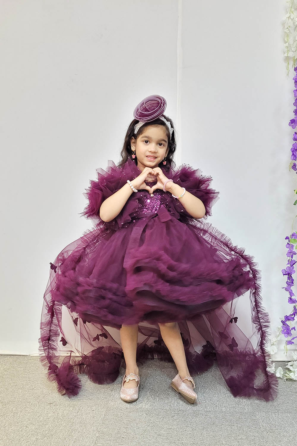 Wine Barbie Dress with Trail