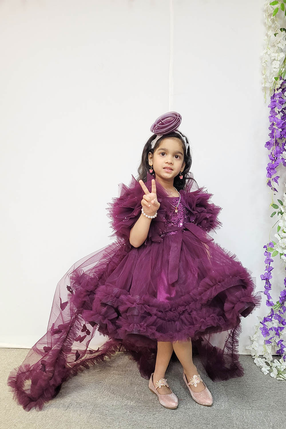 Wine Barbie Dress with Trail