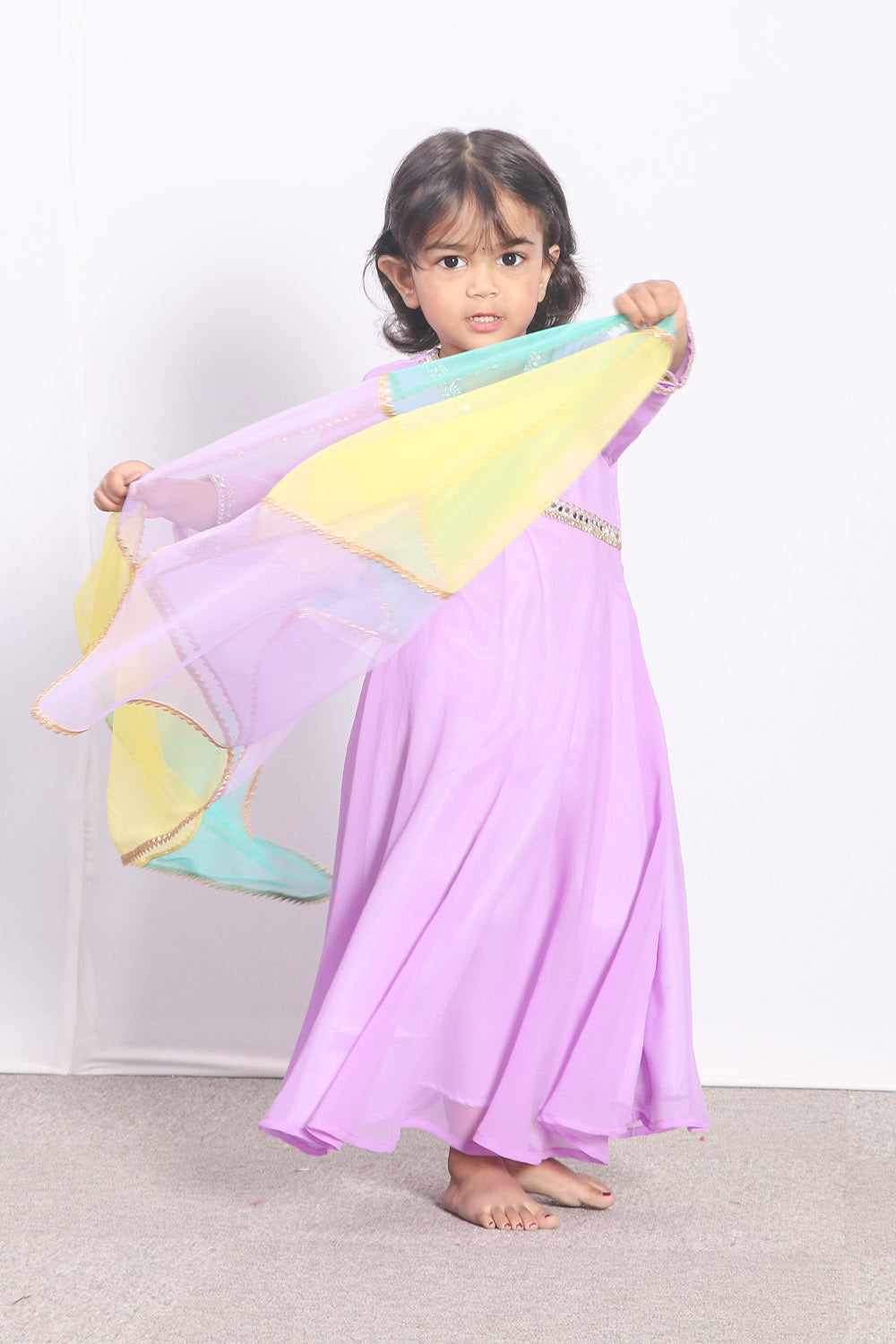 Lavender Nayra cut Kids Anarkali Suit