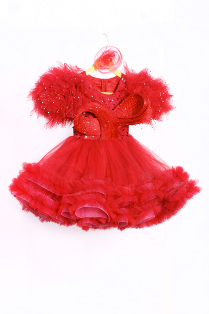 Maroon barbie dress with Infinite Drape