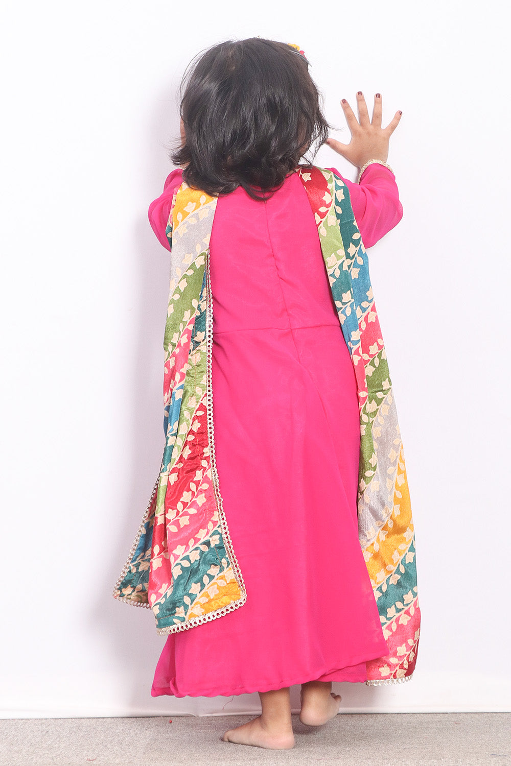 Hot pink Georgette Kids Anarkali Suit