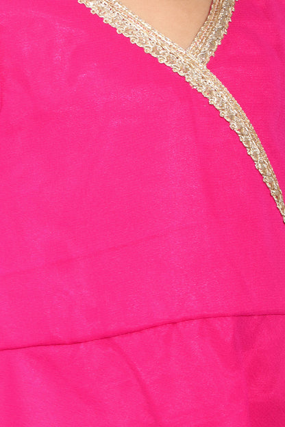 Hot pink Georgette Kids Anarkali Suit