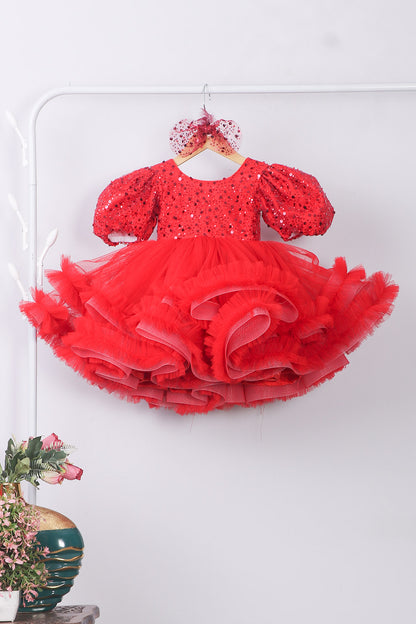 Red barbie style Dress with Trail
