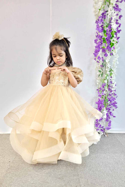 Golden Heavy Flare Princess Gown