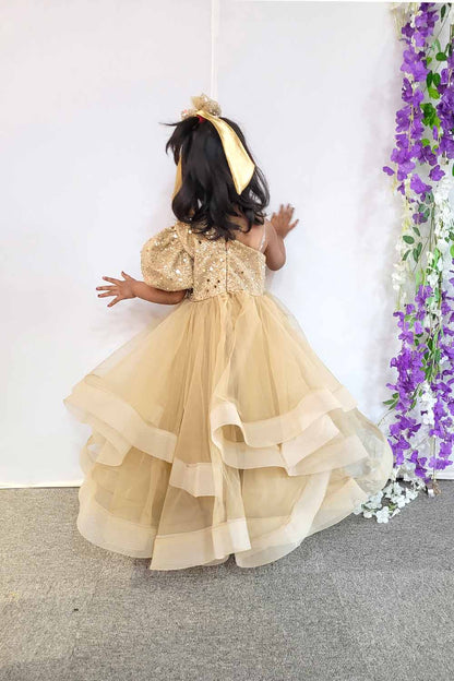 Golden Heavy Flare Princess Gown