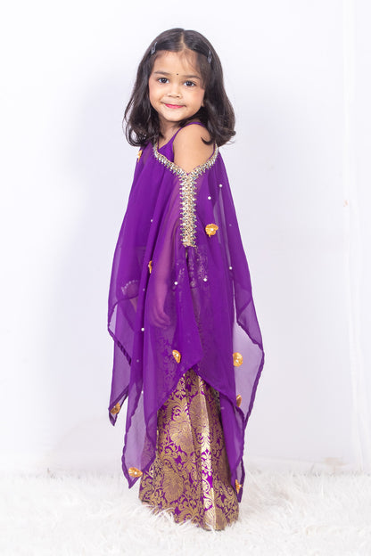 Purple Coord Set with Cape