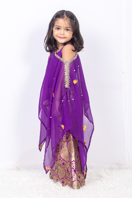 Purple Coord Set with Cape