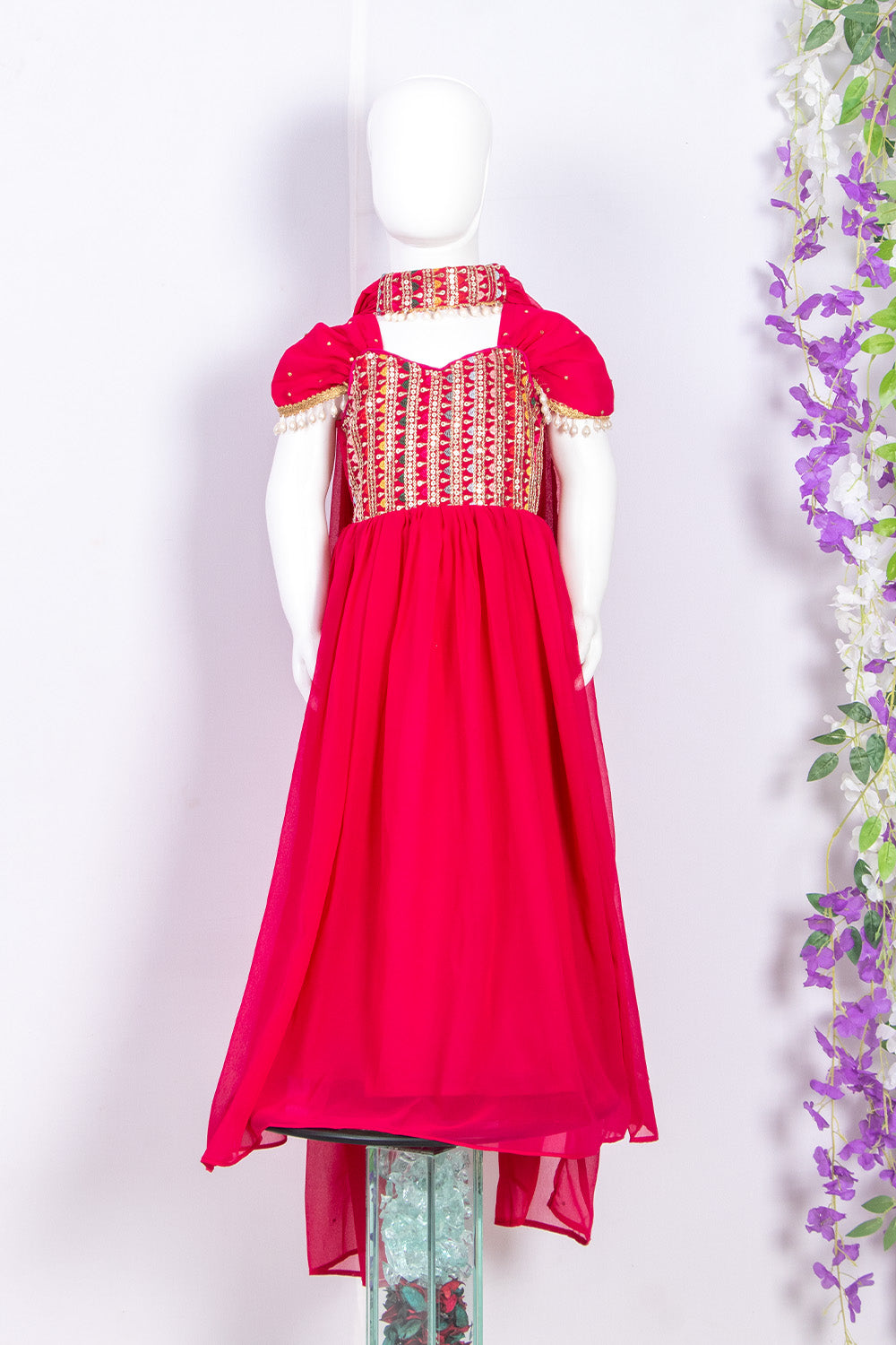 Beautiful Magenta Pink kids Anarkali