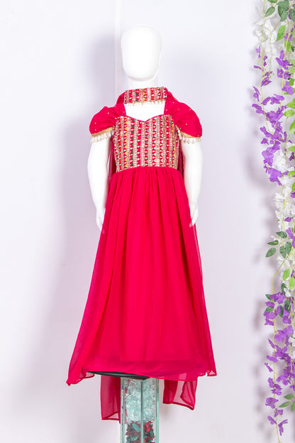 Beautiful Magenta Pink kids Anarkali