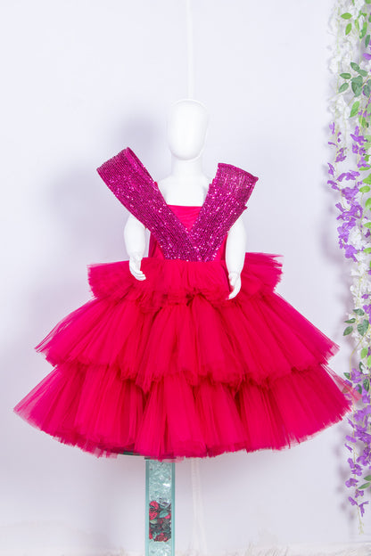 Magenta Pink Structured Gown