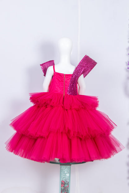 Magenta Pink Structured Gown