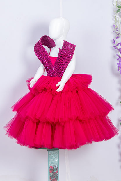 Magenta Pink Structured Gown
