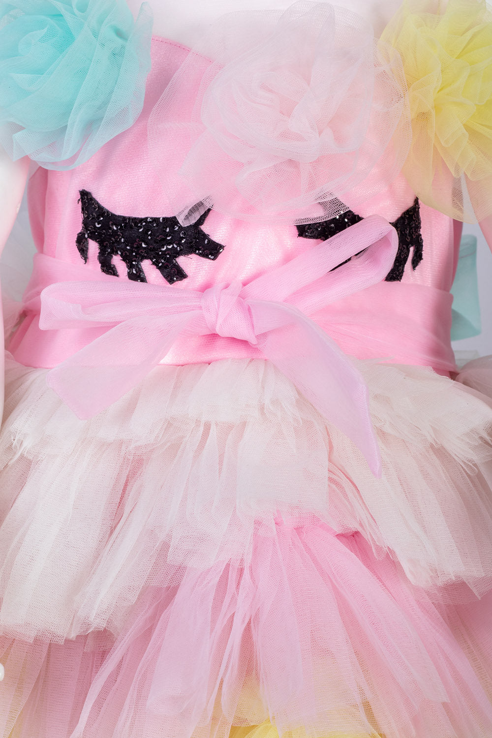 Colorful Unicorn Dress with Ruffled Trail