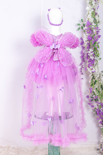 Lavender Butterflies Dress with Wings