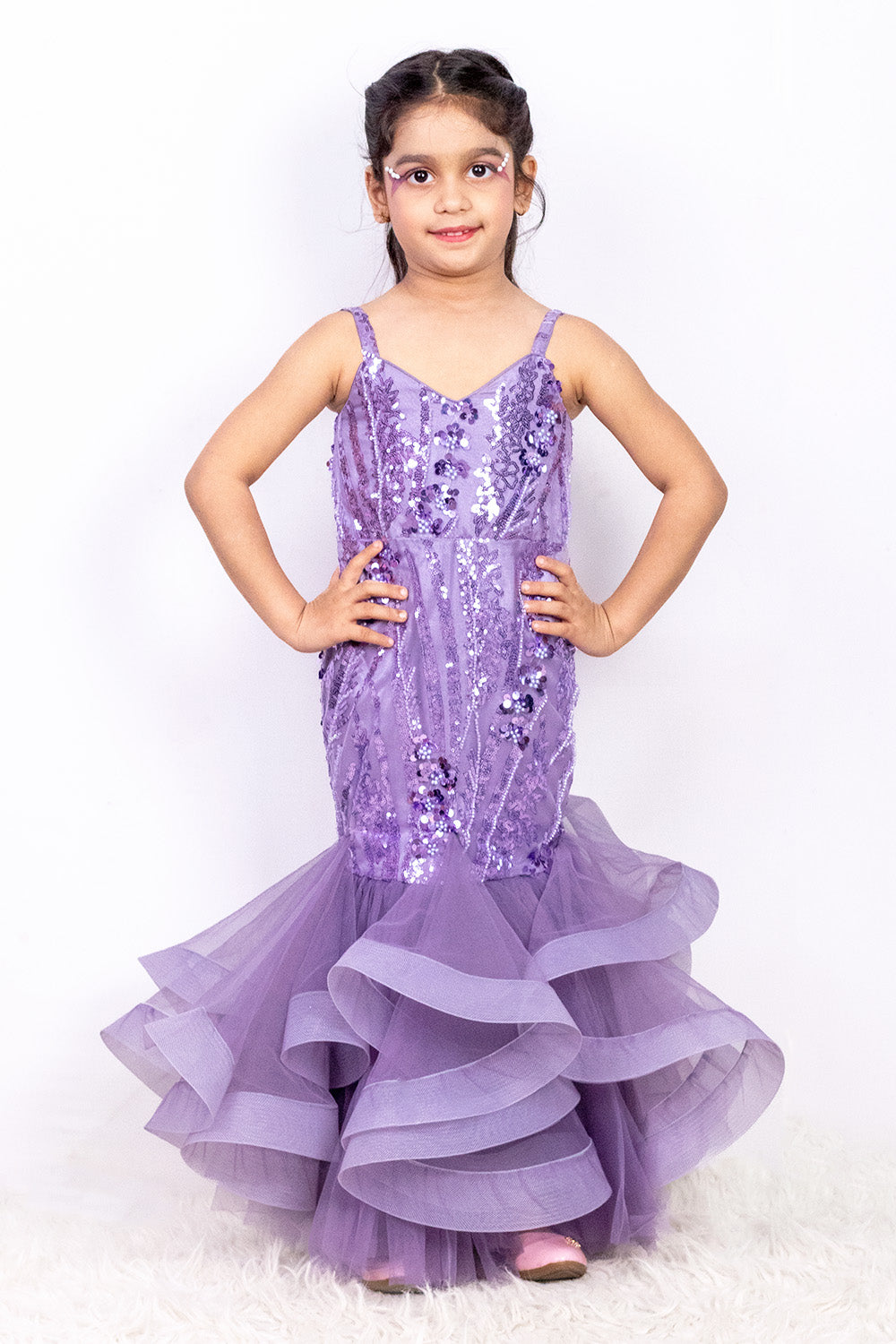 Lavender Mermaid Hand Embroidered Gown
