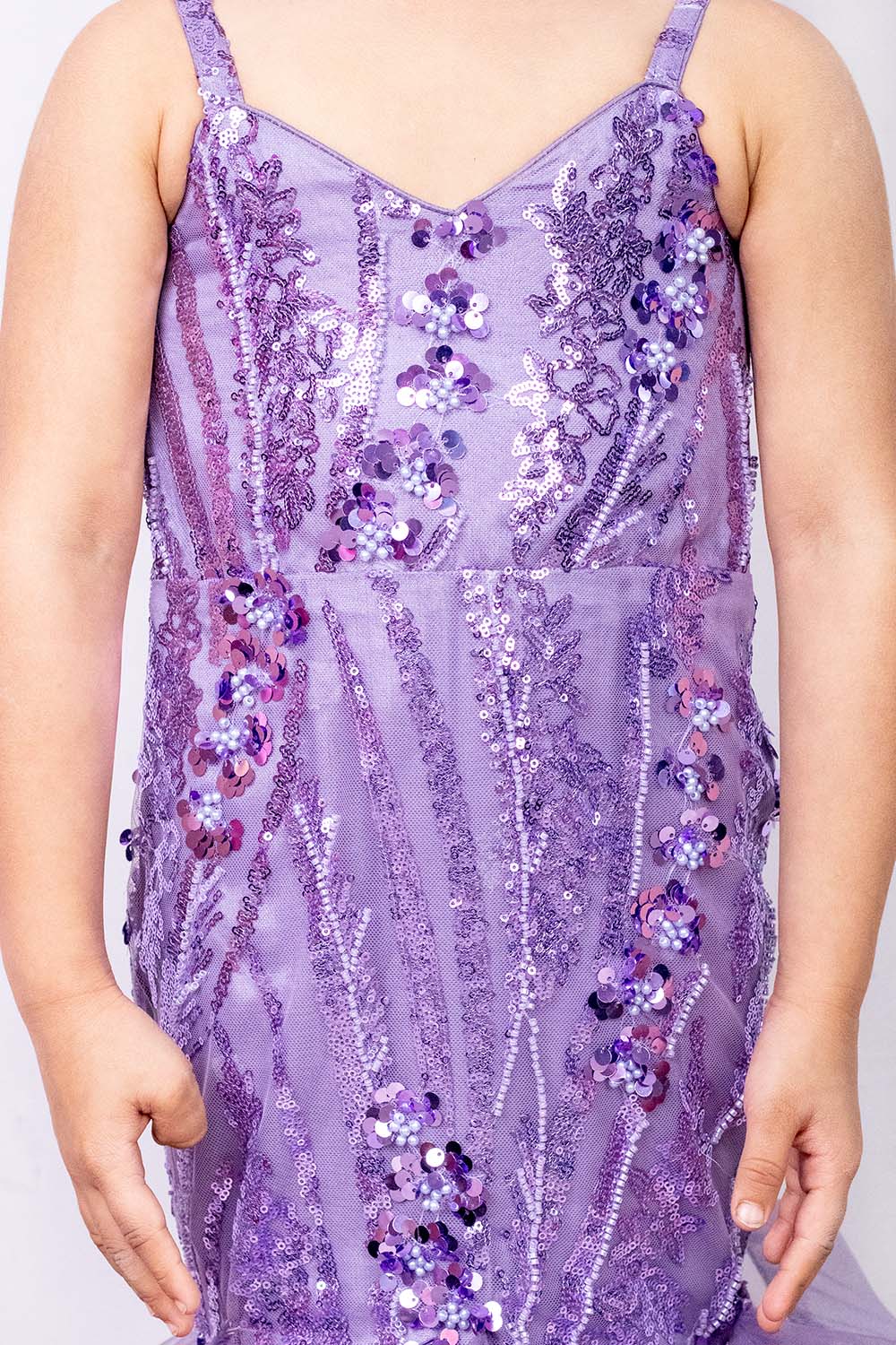 Lavender Mermaid Hand Embroidered Gown