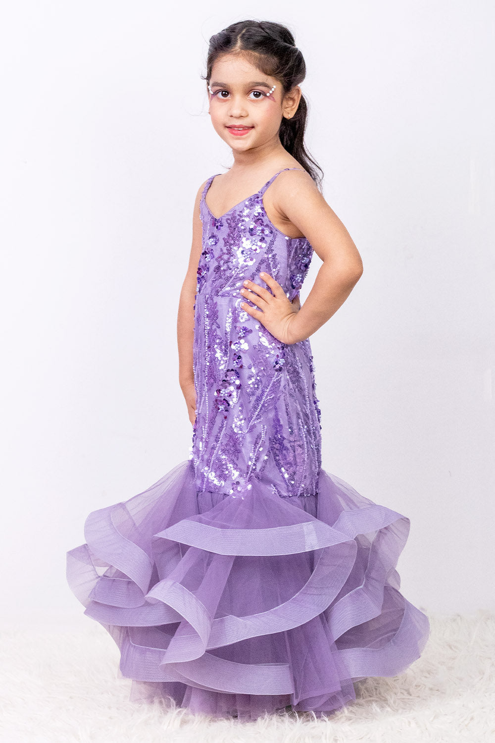 Lavender Mermaid Hand Embroidered Gown
