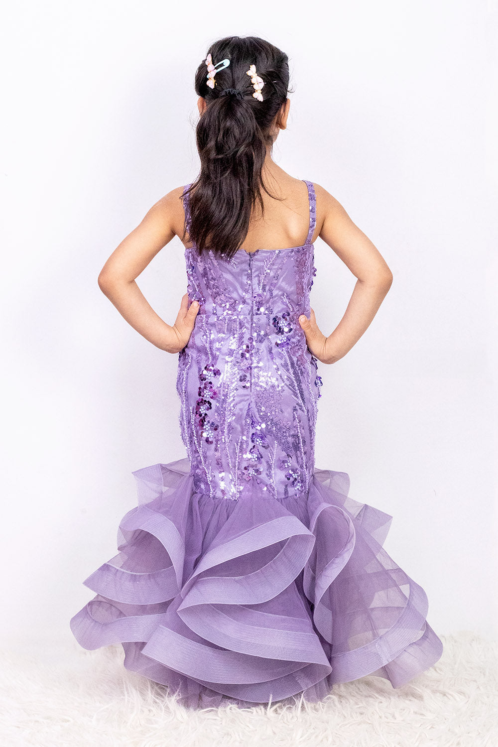 Lavender Mermaid Hand Embroidered Gown