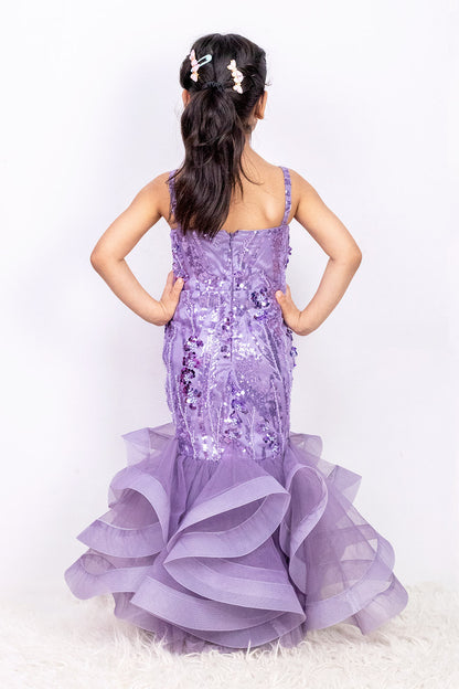 Lavender Mermaid Hand Embroidered Gown