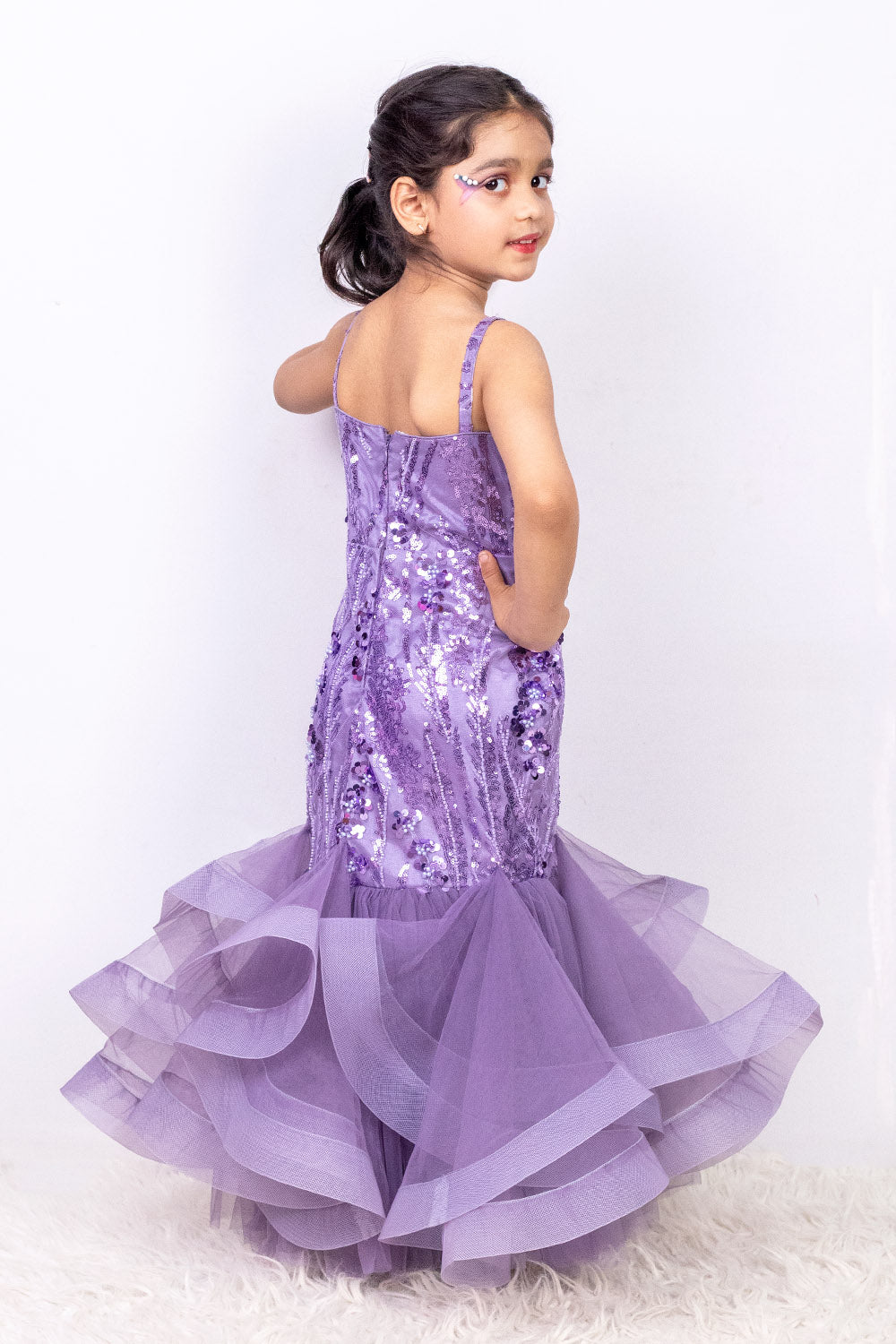 Lavender Mermaid Hand Embroidered Gown