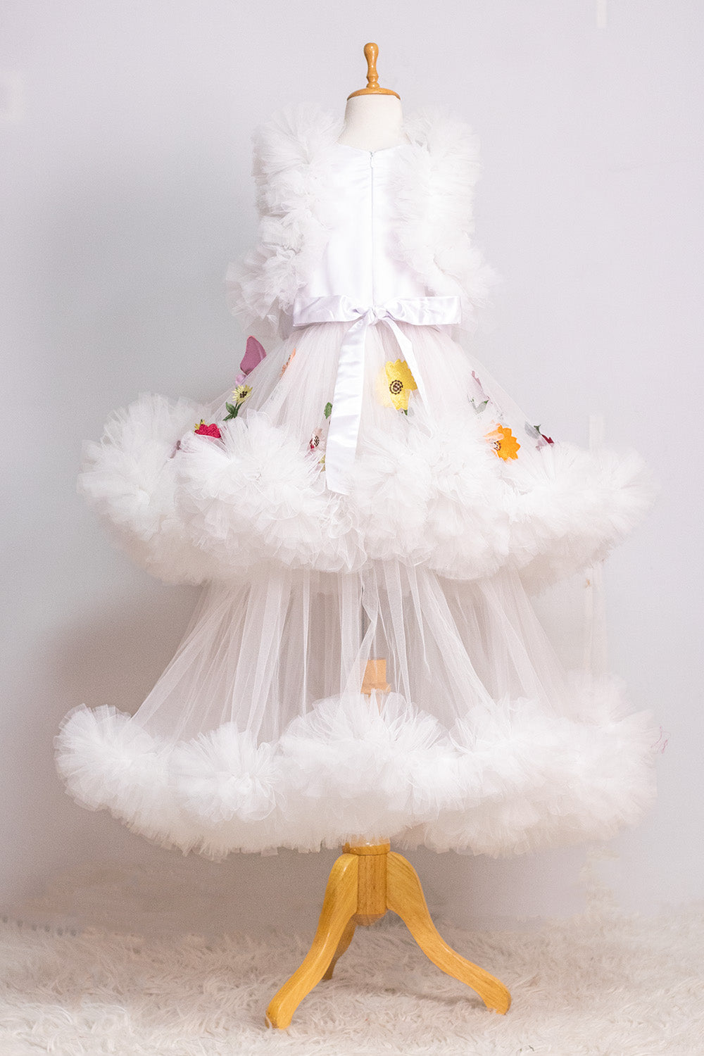 White Two Layered Butterfly Gown