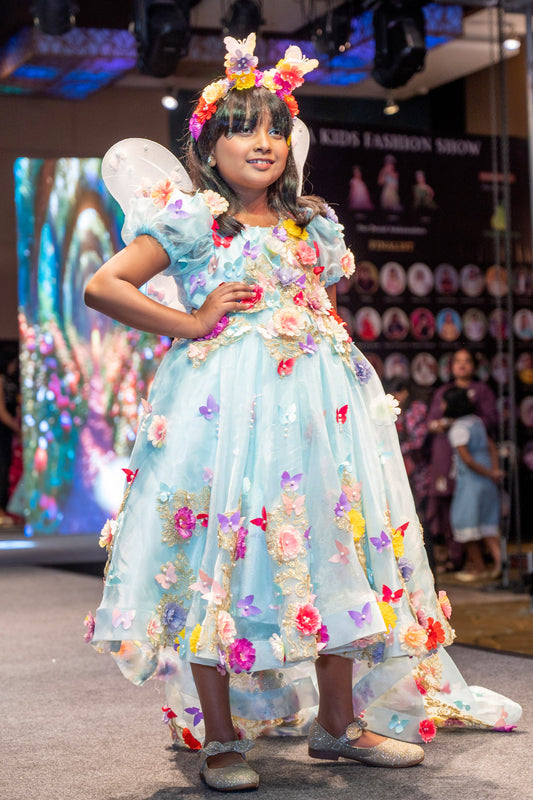Princess Elsa 3D Flowers Trail Gown