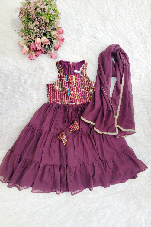 Beautiful Wine Anarkali Set
