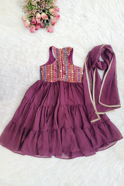 Beautiful Wine Anarkali Set
