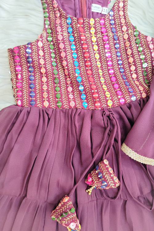 Beautiful Wine Anarkali Set