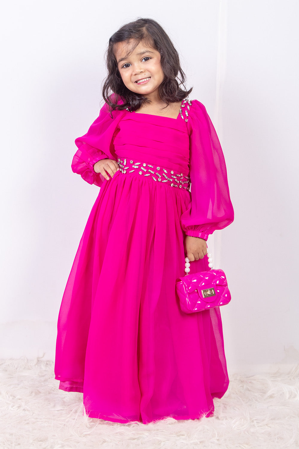 Hot Pink Georgette Arabic Gown