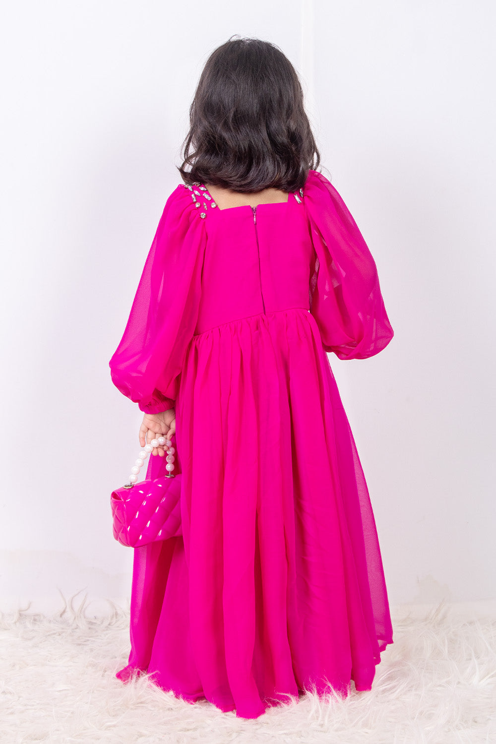 Hot Pink Georgette Arabic Gown