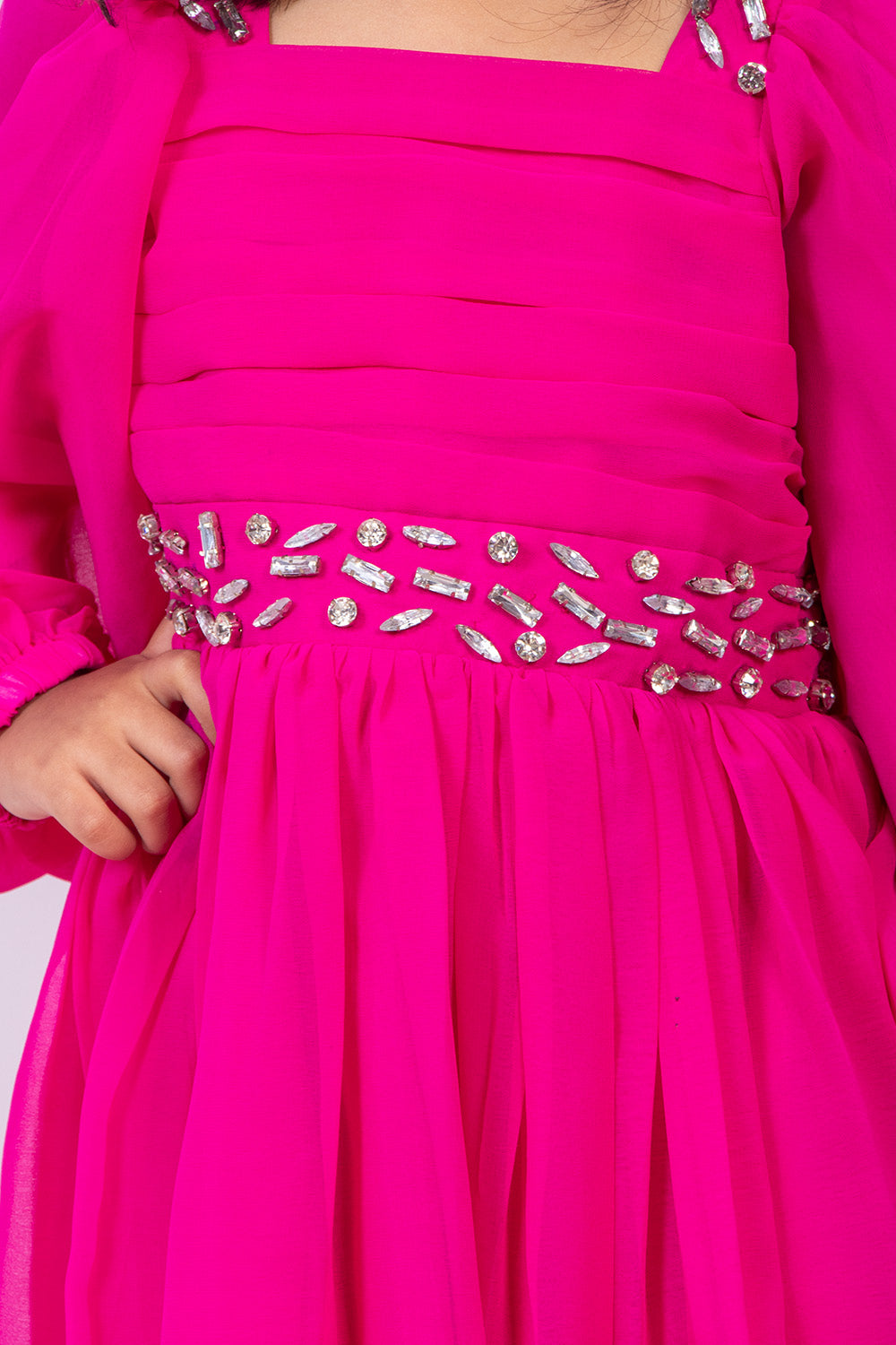 Hot Pink Georgette Arabic Gown