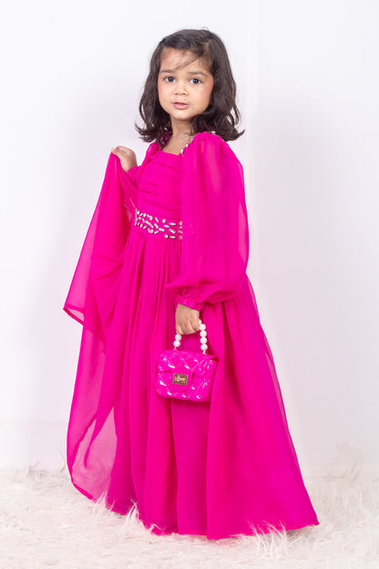 Hot Pink Georgette Arabic Gown