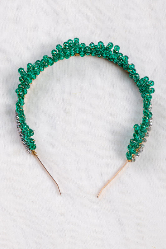 Green Crystal Beads Head Crown